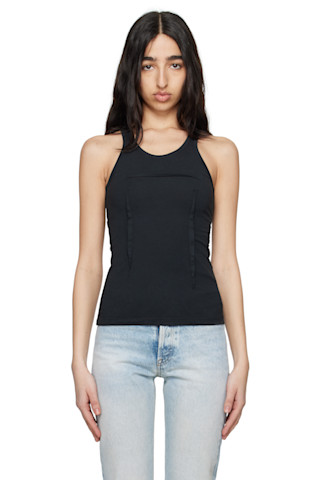 Black Heavy Cotton Jersey Tank Top by MM6 Maison Margiela on