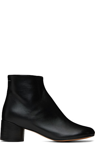 【関税&送料込み】Mm6 Maison Margiela 'Anatomic' Black Lea Black Anatomic Ankle Boots by MM6 Maison Margiela on Sale