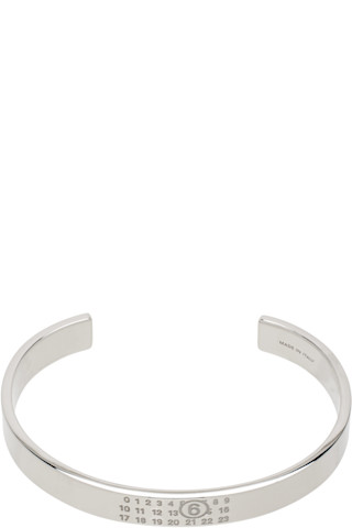 MM6 Maison Margiela: シルバー Minimal Logo ブレスレット | SSENSE 日本