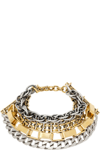 MM6 Maison Margiela: Silver & Gold Mixed Chain Bracelet | SSENSE MM6 Maison Margiela: Silver & Gold Mixed Chain Bracelet | SSENSE