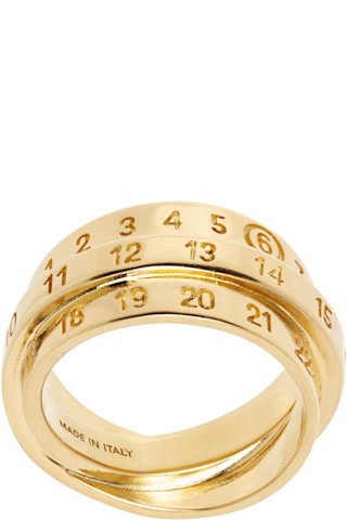MM6 Maison Margielaのゴールド Triple Logo Numeric Signature