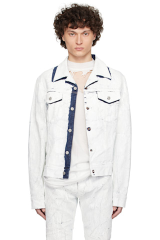 MM6 Maison Margiela: White Sports Denim Jacket | SSENSE MM6 Maison Margiela: White Sports Denim Jacket | SSENSE