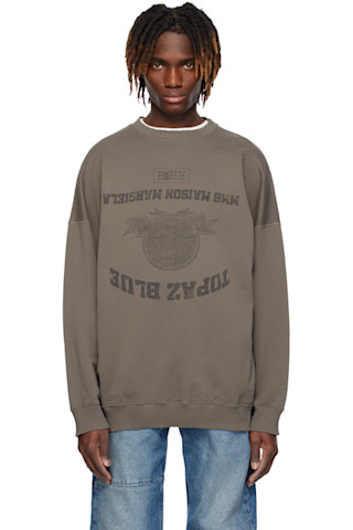 MM6 Maison Margiela: Taupe 'Topaz Blue' Sweatshirt | SSENSE MM6 Maison Margiela: Taupe 'Topaz Blue' Sweatshirt | SSENSE