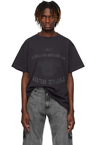 MM6 Maison Margiela: ブラック Topaz Blue Tシャツ | SSENSE 日本 MM6 Maison Margiela: ブラック Topaz Blue Tシャツ | SSENSE 日本