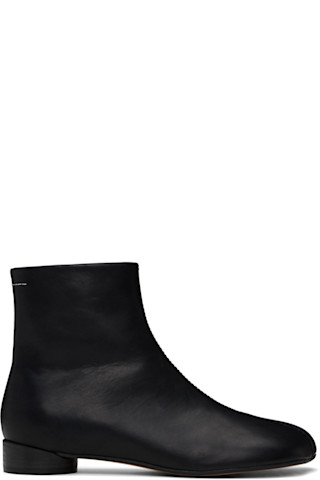 ブーツその他 Mm6 By Maison Margiela Stitch-Out Leather Ankle Boots MM6 Maison Margiela stitch-out Leather Ankle Boots | Black