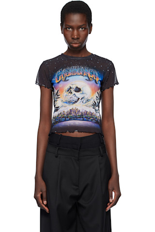 Tシャツ・カットソー CASABLANCA La Premonition Hotfix Printed T-Shirt Faded Black Casablanca Premonition hotfix printed t-shirt | LA