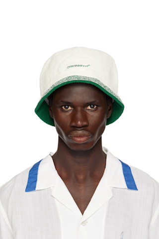 Casablanca ハット Casablancaのホワイト 刺繍 バケットハットがセール中