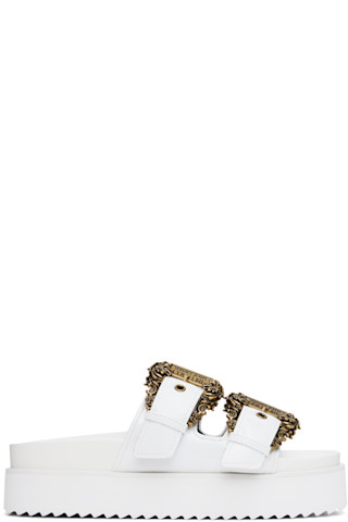 ★Versace Jeans Couture★ ホワイト Buckle Arizona サンダル Versace Jeans Couture FONDO ARIZONA SHOES - Mules - white