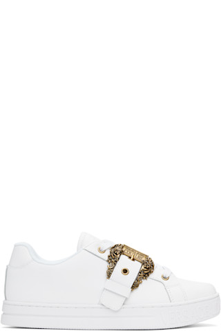 ★Versace★ Jeans Couture ホワイト Baroque Buckle スニーカー White Baroque Buckle Court 88 Sneakers by Versace Jeans