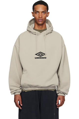 Taupe OG Logo Mask Hoodie by Umbro on Sale