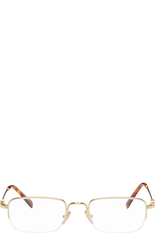 MIU MIU EYEWEAR ゴールド ハーフリム メタル スクエアメガネ Miu Miu Eyewear: ゴールド ハーフリム メタル スクエアメガネ