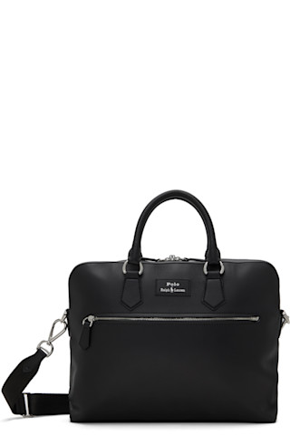 RALPH LAUREN 290921377004BLACK 関税送料込 Black Smooth Leather Commuter Briefcase by Polo Ralph Lauren