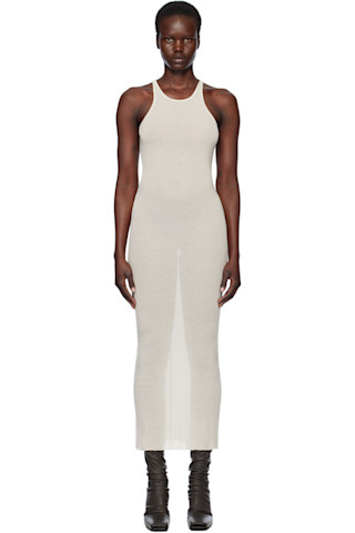 【関税込み】Rick Owens オフホワイト タンク マキシドレス Rick Owensのオフホワイト Hollywood タンク マキシワンピースが