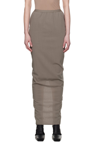 Rick Owens: Gray Hollywood Soft Pillar Maxi Skirt | SSENSE Rick Owens: Gray Hollywood Soft Pillar Maxi Skirt | SSENSE