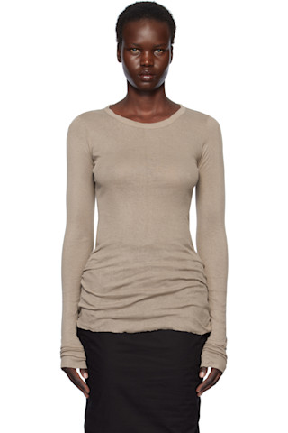 【関税込み】Rick Owens グレー Hollywood Rib 長袖Tシャツ 251232M213070_1.jpg