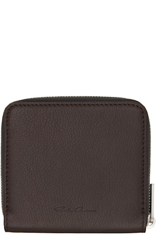 『Hollywood Wallet BROWN』 Rick Owens: Brown Hollywood Zipped Wallet | SSENSE Canada