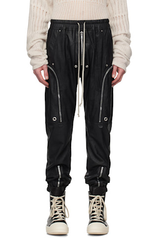 Rick Owens: Black Hollywood Bauhaus Leather Cargo Pants | SSENSE Rick Owens: Black Hollywood Bauhaus Leather Cargo Pants | SSENSE