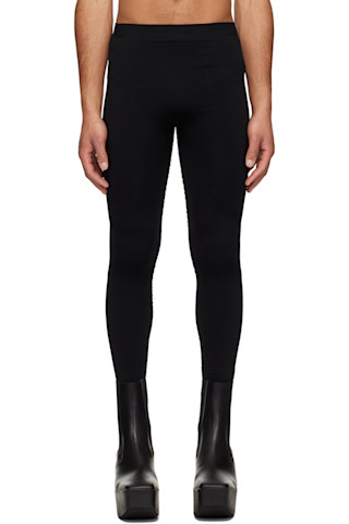 パンツ RICK OWENS Knitted leggings Black RO02D3683M Black Hollywood Active Knit Leggings by Rick Owens on Sale