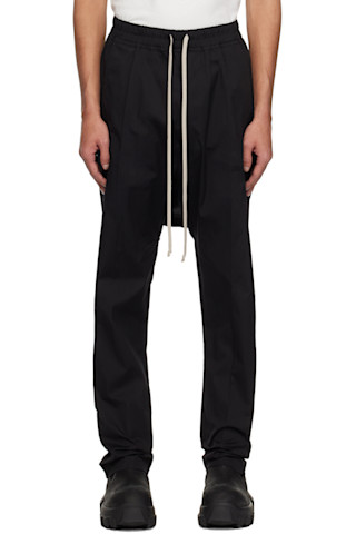 大人気◆Rick Owens◆DRKSHDW ストレートレッグ トラウザーズ Rick Owensのブラック Hollywood Drawstring Long トラウザーズ