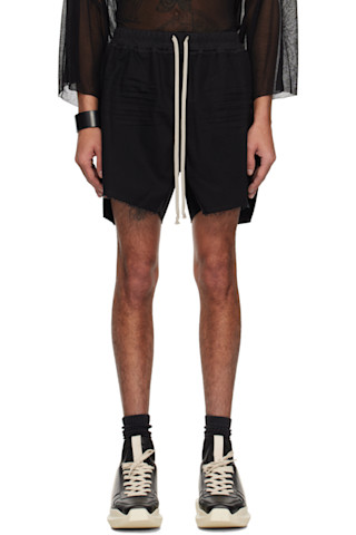 関税送料込【RICK OWENS】ブラック Hollywood Budショートパンツ Rick Owensのブラック Hollywood Boxers ショートパンツがセール中