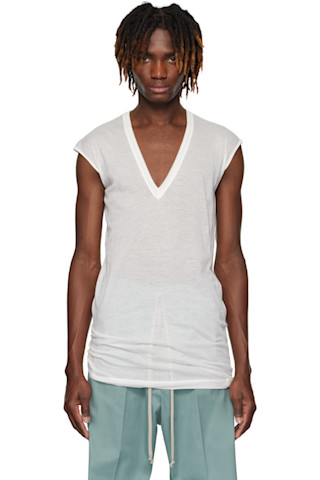【関税込み】Rick Owens グレー Hollywood Deep V SL トップス Off-White Hollywood Deep V SL T-shirt by Rick Owens on Sale