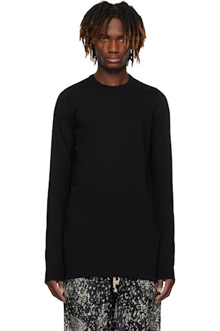 【関税込み】Rick Owens ブラック Hollywood リブ 長袖Tシャツ Rick Owensのブラック Hollywood Level LS Tシャツがセール中