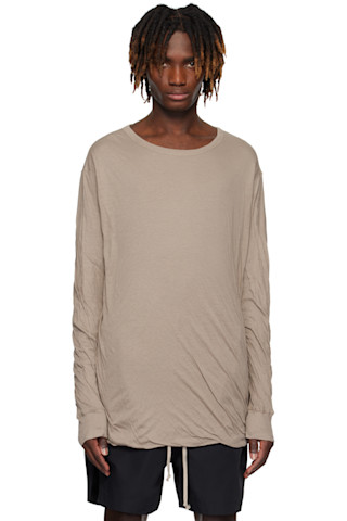 【関税込み】Rick Owens トープ Hollywood Rib 長袖Tシャツ Rick Owensのトープ Hollywood Jumbo Double LS Tシャツがセール中