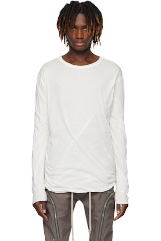 【関税込み】Rick Owens ホワイト Hollywood Basic 長袖Tシャツ 251232M213048_1.jpg