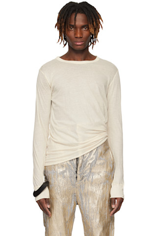 【関税込み】Rick Owens ホワイト Hollywood Basic 長袖Tシャツ Off-White Hollywood Basic LS T-shirt by Rick Owens on Sale