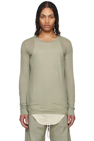 【関税込み】Rick Owens グリーン Hollywood Dylan トップス Green Hollywood Basic LS T-shirt by Rick Owens on Sale