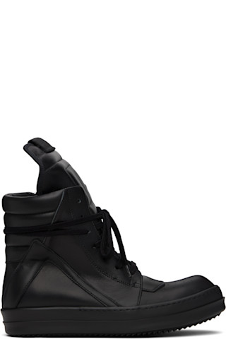Black Hollywood Geobasket Sneakers by Rick Owens on Sale