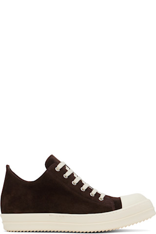 【RICK OWENS 】ブラウン Hollywood ゴートレザー スニーカー Brown Hollywood Low Sneaks Sneakers by Rick Owens on Sale