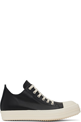 【送料&関税込】Rick Owens Low Sneaks Black Hollywood Low Sneaks Sneakers by Rick Owens on Sale