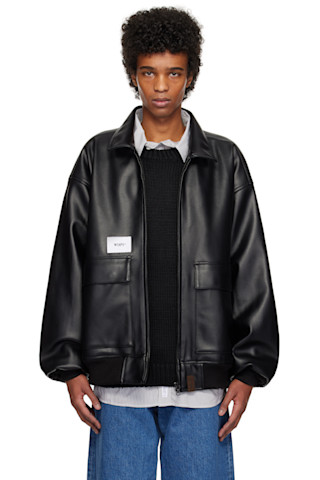 WTAPS: ブラック WA2 フェイクレザー ジャケット | SSENSE 日本 WTAPS: ブラック WA2 フェイクレザー ジャケット | SSENSE 日本