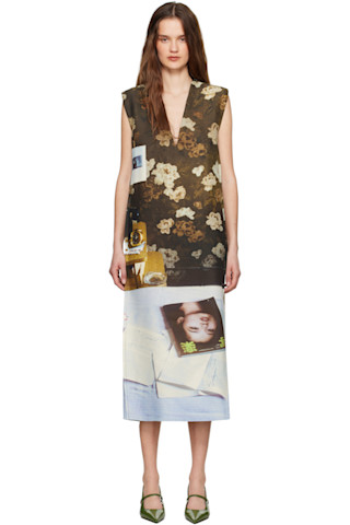 【関税＆送料込み】Jil Sander Brown Viscose Dress Jil Sander: Brown Draped Maxi Dress | SSENSE