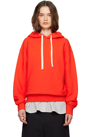 パーカー・フーディ Jil Sander Cotton Jersey Hoodie With Drawstring Orange Drawstring Hoodie by Jil Sander on Sale