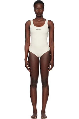 【JIL SANDER】Plus Logo Swim Bikini Off White Off-White Logo Swimsuit by Jil Sander on Sale