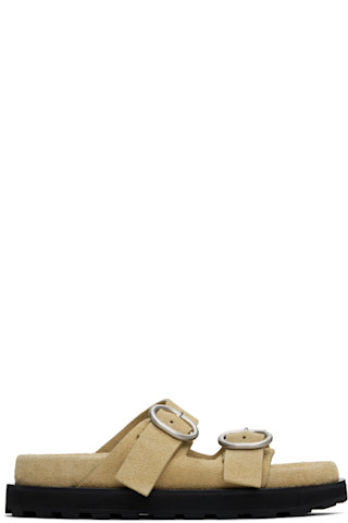【Jil Sander】ジルサンダー★ピンバックルサンダル(ベージュ) Jil Sanderのベージュ ピンバックル サンダルがセール中