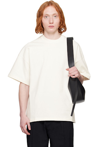 【関税込み】Jil Sander ホワイト ロゴタグ ショルダー Tシャツ Jil Sanderのホワイト ロゴタグ ショルダー Tシャツがセール中