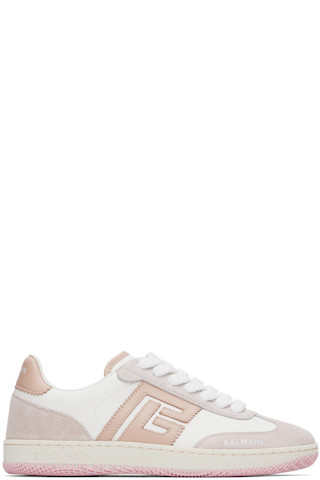 【関税込み】Balmain ホワイト&ピンク Swan スニーカー White & Pink Swan Sneakers by Balmain on Sale