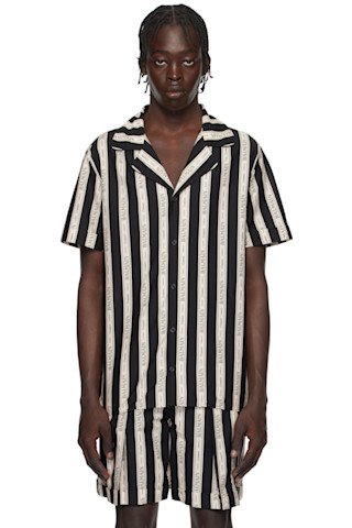 【関税込み】Balmain ブラック&ベージュ Ribbon シャツ 251251M192007_1.jpg