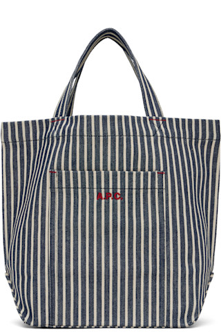 A.P.C. ネイビー&オフホワイト ミニ Thais トートバッグ 251252F049028_1.jpg