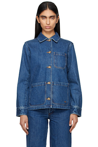 【関税込み】A.P.C. ブルー Silvana ロゴ デニムジャケット 251252F060000_1.jpg