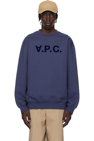 ★A.P.C.★ Grand VPC Regular Fit Sweatshirt Dark Navy Ecru C Navy Standard Grand 'VPC' Sweatshirt by A.P.C. on Sale