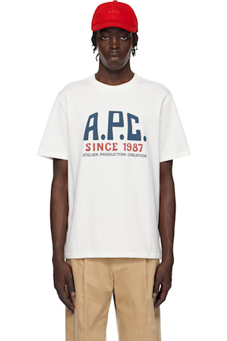 【新品タグ付】 A.P.C. ホワイト 半袖Tシャツ XS ロゴ オーガニック A.P.C.のホワイト Print Label Tシャツがセール中