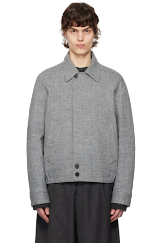 Gray Linen Jacket by Lanvin on Sale
