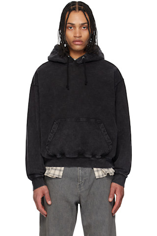 ★COOR★ Garment Dying Essential Sweatshirt Washed Charcoal Gray Garment Dyeing Essential Hoodie by COOR on Sale