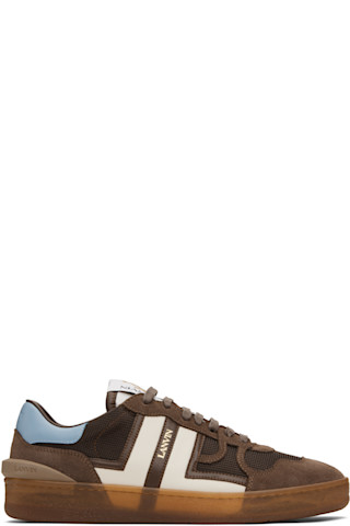 【LANVIN】スエード エアリーメッシュ スニーカー ロゴ ブラウン Lanvinのブラウン Clay メッシュ スニーカーがセール中