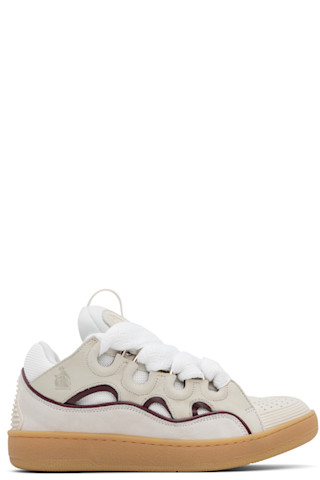 【関税込み】Lanvin SSENSE限定 ベージュ Curb レザースニーカー SSENSE Exclusive Beige Curb Leather Sneakers by Lanvin on Sale