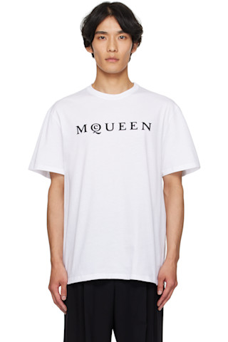 ★Urbandtype.★ McQueen graphic t-shirt dirty white UBEUTS01 McQueen: White 'McQueen' T-shirt | SSENSE